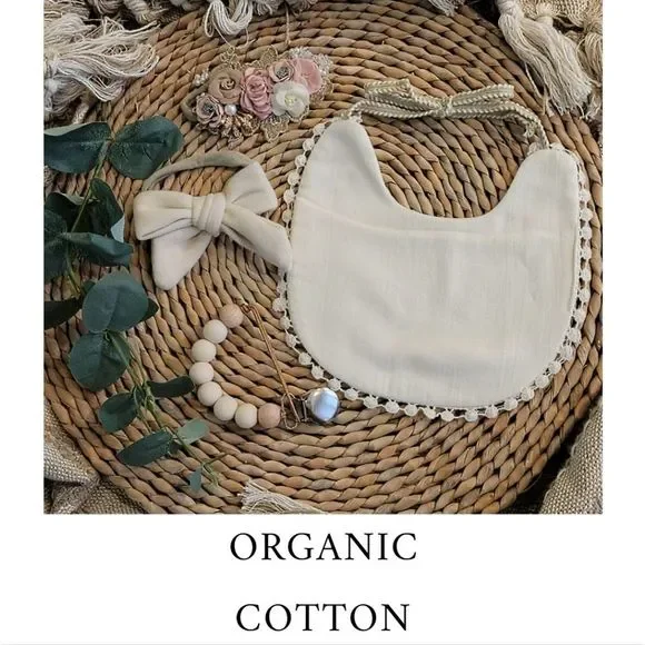 Baby Girl Gift Box | Boho Bib | Pacifier Clip | Baby Bow Headbands - Picture 2 of 4